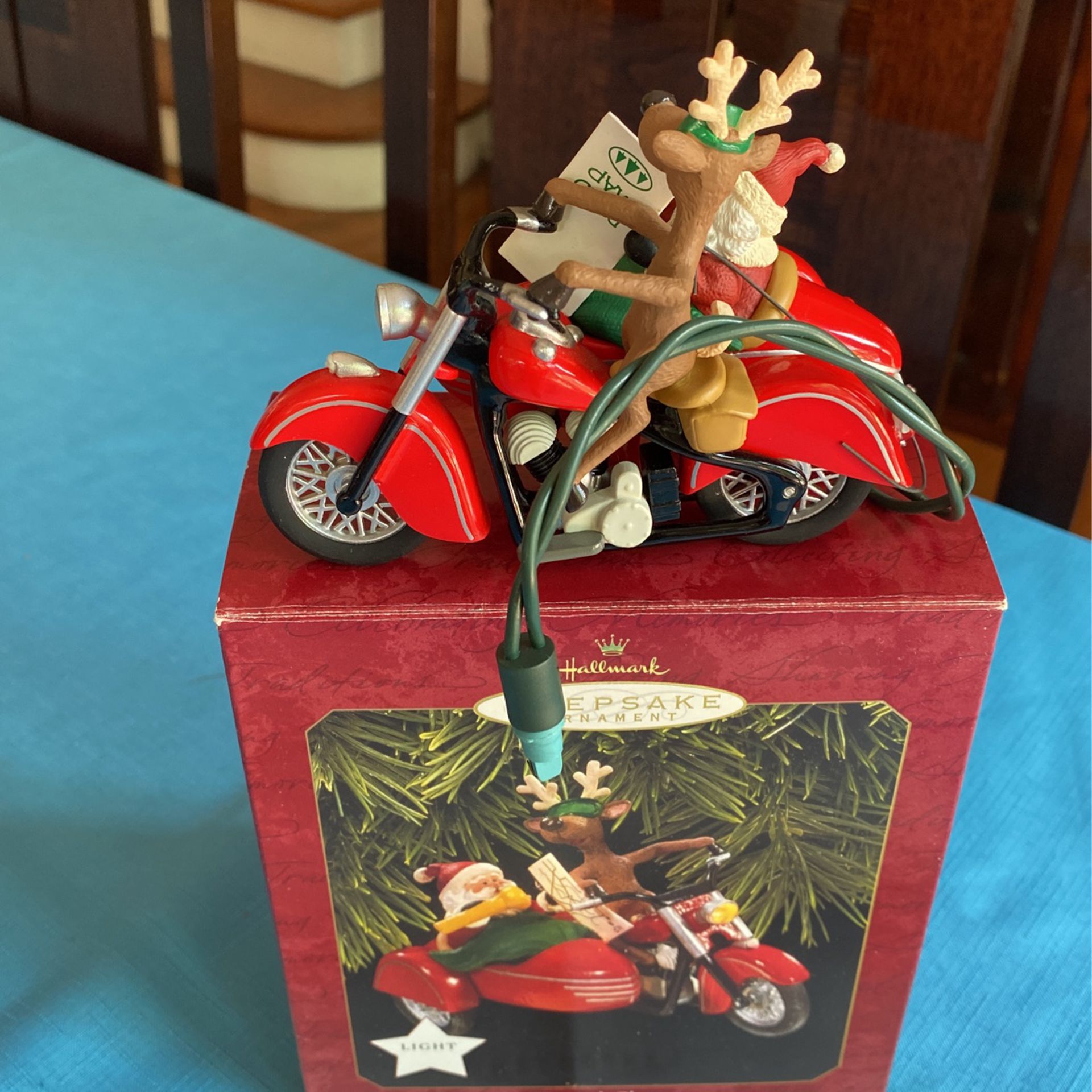 Hallmark keepsake vintage collectible Christmas tree ornament motorcycle charms magic would like like new in the original box with paperwork andraft a
