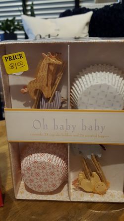 Baby baking decor picks and cupcakes