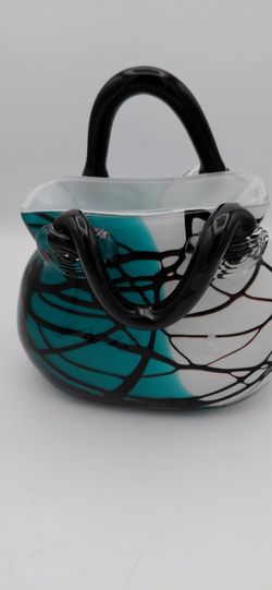 Unique Vintage Art Glass Purse Vase