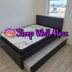 NEW  FULL  OVER TWIN BED FRAME AND MATTRESS