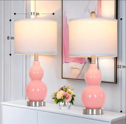 Pink Ceramic Table Lamps Set of 2