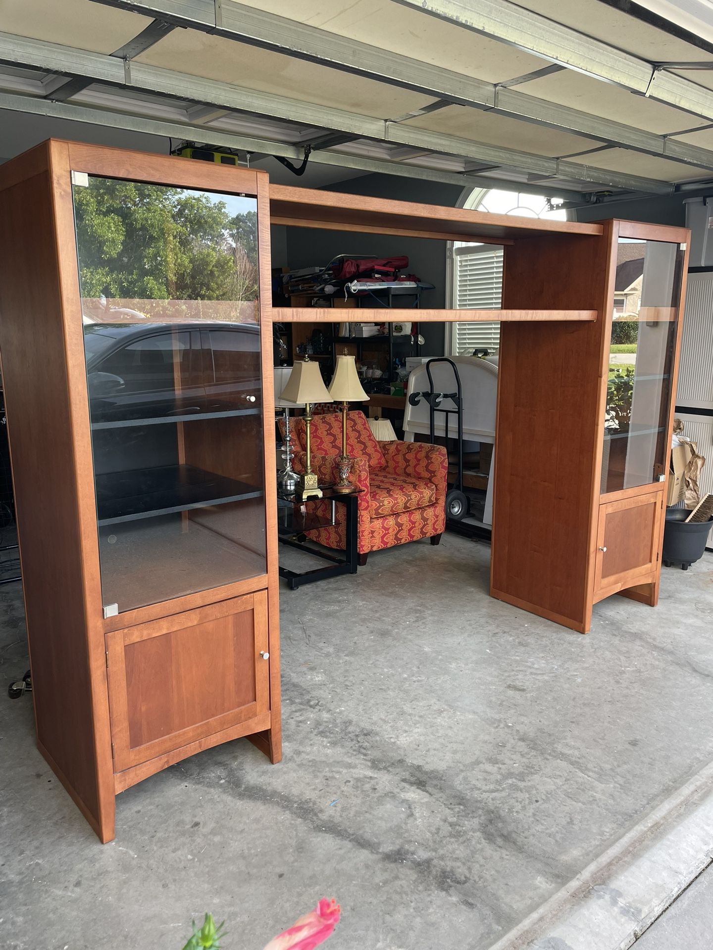 Very Solid Entertainment Center!!!! Plenty of storage. Unit can expand to 115” length or come closer to 75” length if needing for a smaller area. 74”