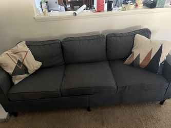 Grey Couch With Ottoman