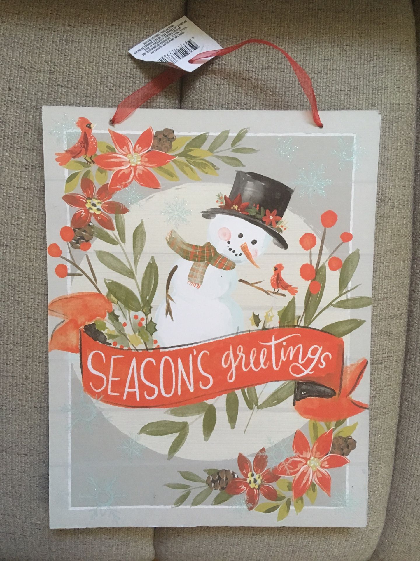Christmas Decoration Celebrate A Holiday Wooden Wall Signs,10.5"x13.5" Season's Greetings Wood Decore Outside Porch Yard Door Decorative Hanger Plaqu