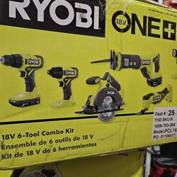RYOBI


Was $299.00


ONE+ 18V Cordless
6-Tool Combo Kit with 1.5
Ah Battery, 4.0 Ah Battery
and Charger