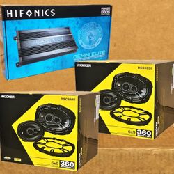 Kicker DS Series 6x9 3-Way Coaxial Speaker System Hifonics 4-Channel Amplifier Package 🚨 Payment Options Available 🚨 No Credit Needed 🚨 