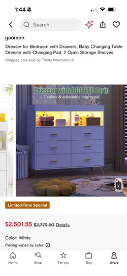 Brand New Un-opened Dresser for Bedroom with Drawers, Baby Changing Table Dresser with Changing Pad, 2 Open Storage Shelves