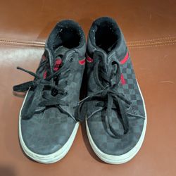 Kids Vans Size 4 Checkered Black 
