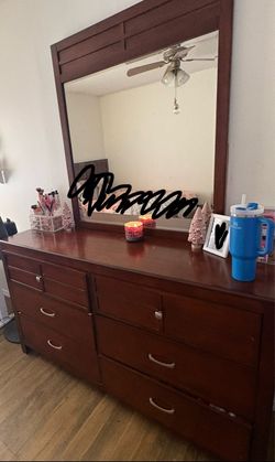 Cherry Wood Dresser with Mirror