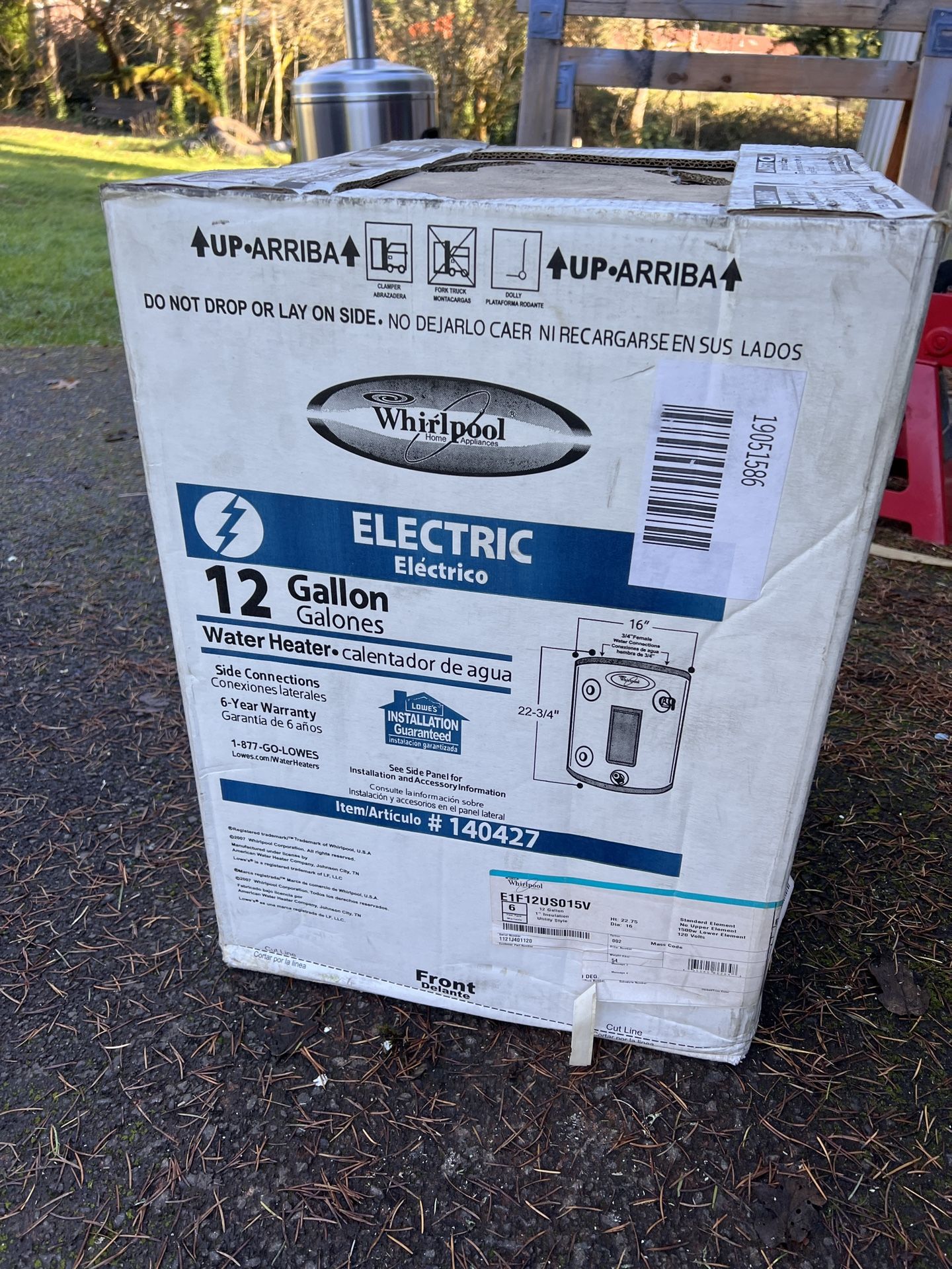 12 Gallon 120v Whirlpool Electric Water Heater 