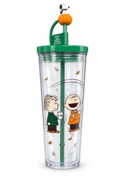Peanuts x Starbucks Charlie Brown & Linus Cold Cup with Pumpkin Topper – 24 oz