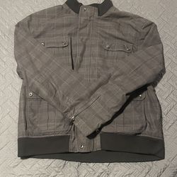 INC International Concepts Men's Charcoal Plaid Bomber Jacket