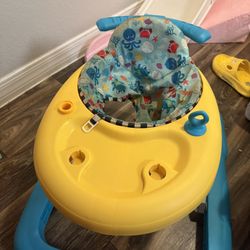 Baby Walker With Adjustable Height And Handle As Well As Sensory Toys