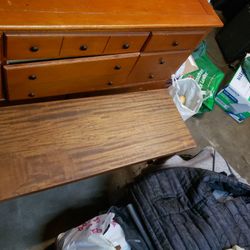Dresser mirror and Table All Wood