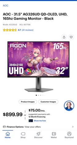AOC 32” 4k OLED Gaming Monitor 165hz - AG326UD