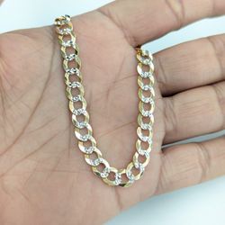 10kt Real Solid Gold Cuban Curb Diamond Cut Bracelet 7 mm 8 Inches 