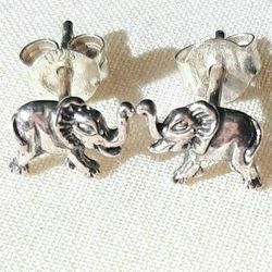 Sterling SilverEarings 925  Lucky Happy Elephant :)