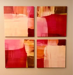 Abstract Canvas Art Set – 4 Panels, 22” Square Each