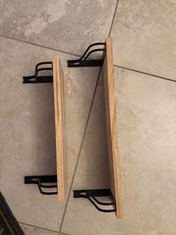 Floating Wall Shelves with Black Metal Brackets