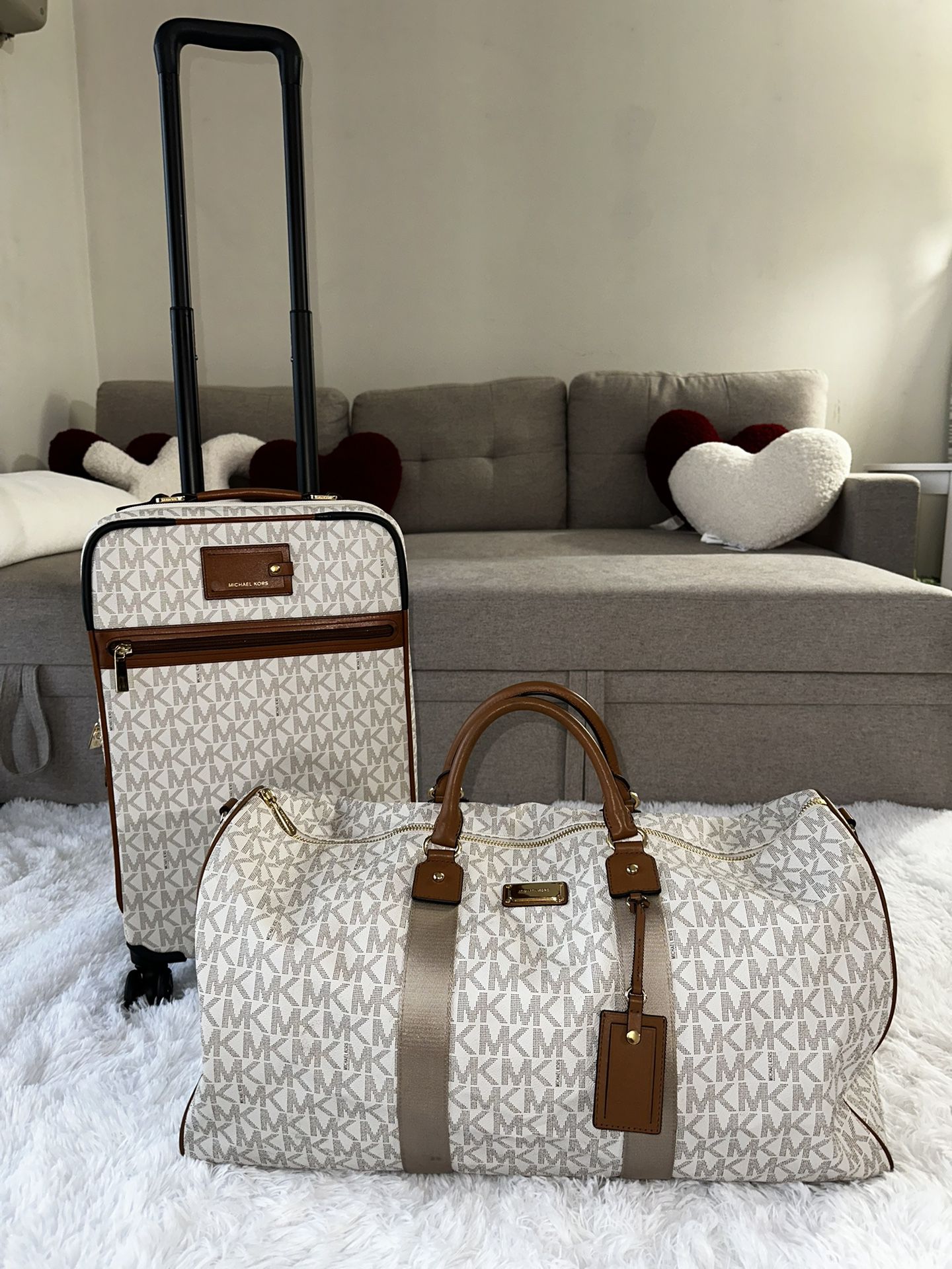 Michael Kors Trolley Carry On Suitcase and Matching Weekender Duffle Bag