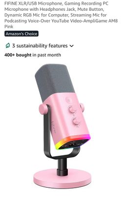 XLR/USB Microphone, Gaming Recording PC Microphone with Headphones Jack, Mute Button, Dynamic RGB Mic for Computer, Streaming Mic for Podcasting Voice