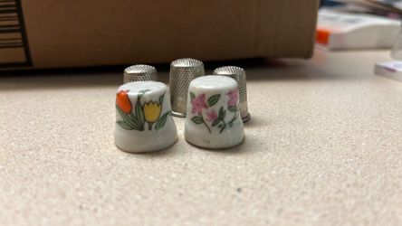 Vintage Ceramic Thimbles +MetalThimbles