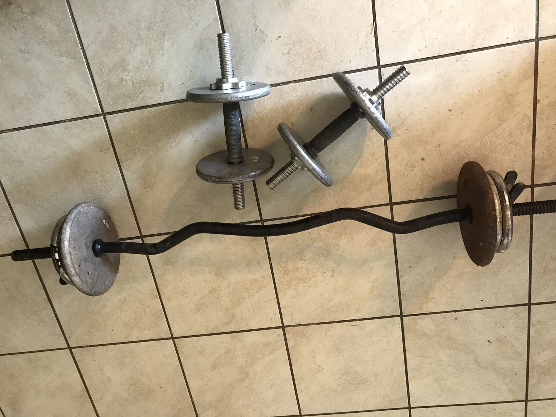 Weight Lifting Curl Bar Set