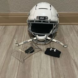 Schutt F7, Clear Vizor, And Under Armor Chin Strap Cover