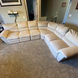 Off White La-Z-Boy Corduroy Sectional Couch