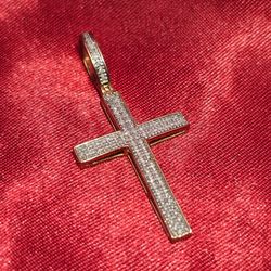 10k Yellow Gold Diamond Cross Pendant 0.30 ctw