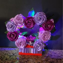 Corazón De Flores Eternas Con Luces LED