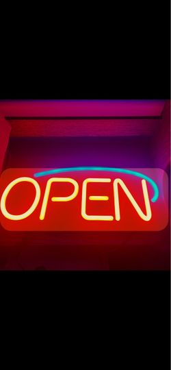 Led OPEN Sign energy efficient, flashing option, Power Supply Cord, Standard Size