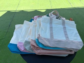 Canvas Tote Bags Lot – Mixed Colors 12 Pzs