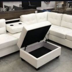 New White Pu Sectional With Free Delivery 