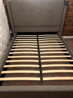 Gray Queen Upholstered Bed Frame