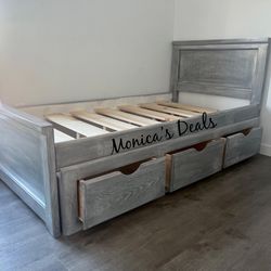 Twin Solid Wood Bed Frame With 3 Drawers $480