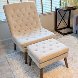 Mid-Century Modern Lounge Accent Chair with Ottoman
