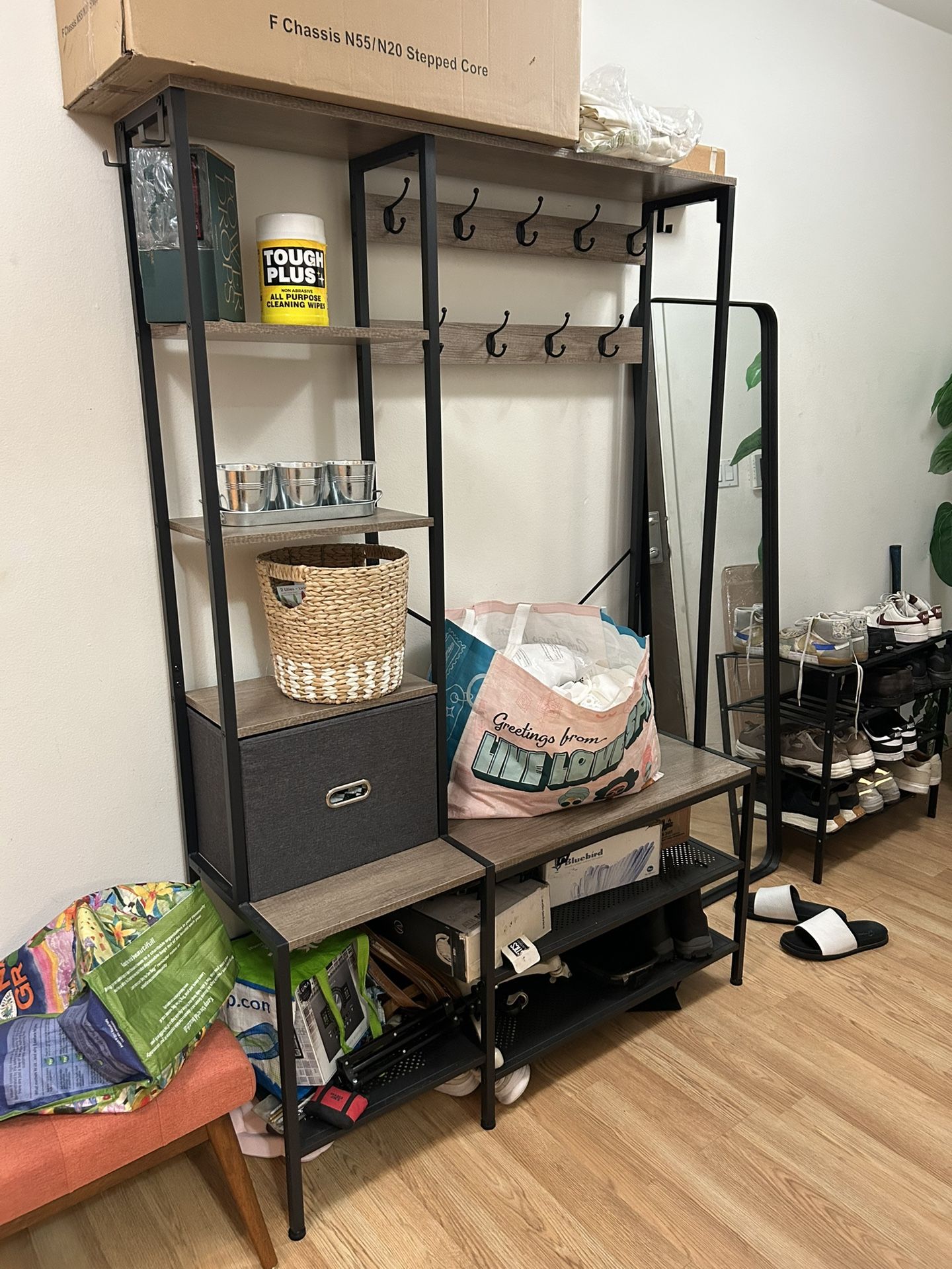 Hallway closet + rack