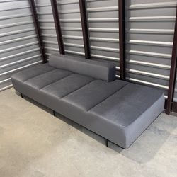 Large modular sofa without armrests in minimalist style, color graphite gray 110x37 In