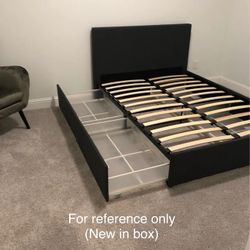 King Upholstered Bed Frame with drawers  (Brand New) 