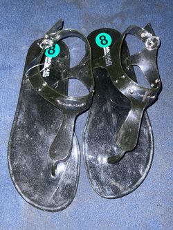 New Authentic Michael Kors Sandals Black And Sliver