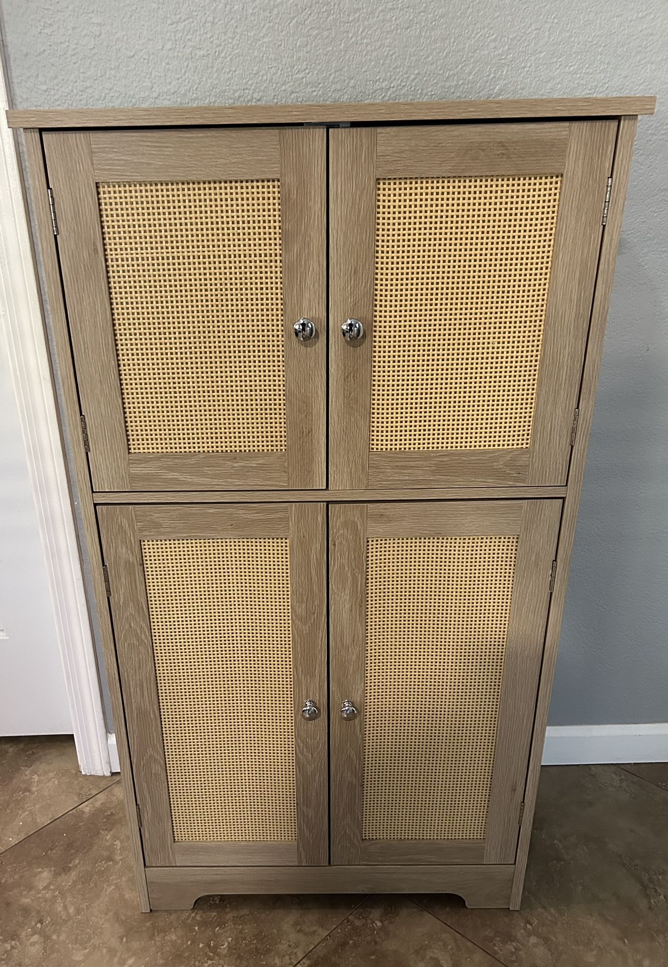 (New) Rattan Cabinet W/ Adjustable Shelves
