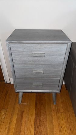 Mid-Century 3-Drawer Nightstand in Gray