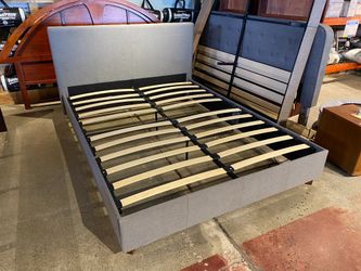 Grey Upholstered Queen Sized Bed Frame