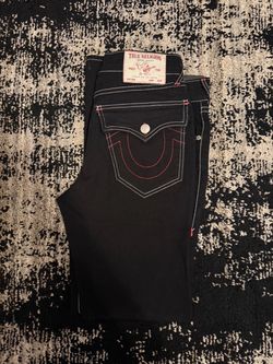 True Religion Black Jeans with Red Stitching