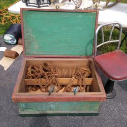 An Original Early Block And Tackle With Rope And Chest All As One