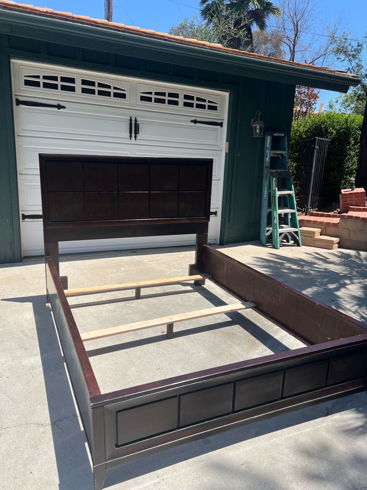 Solid queen size bed frame