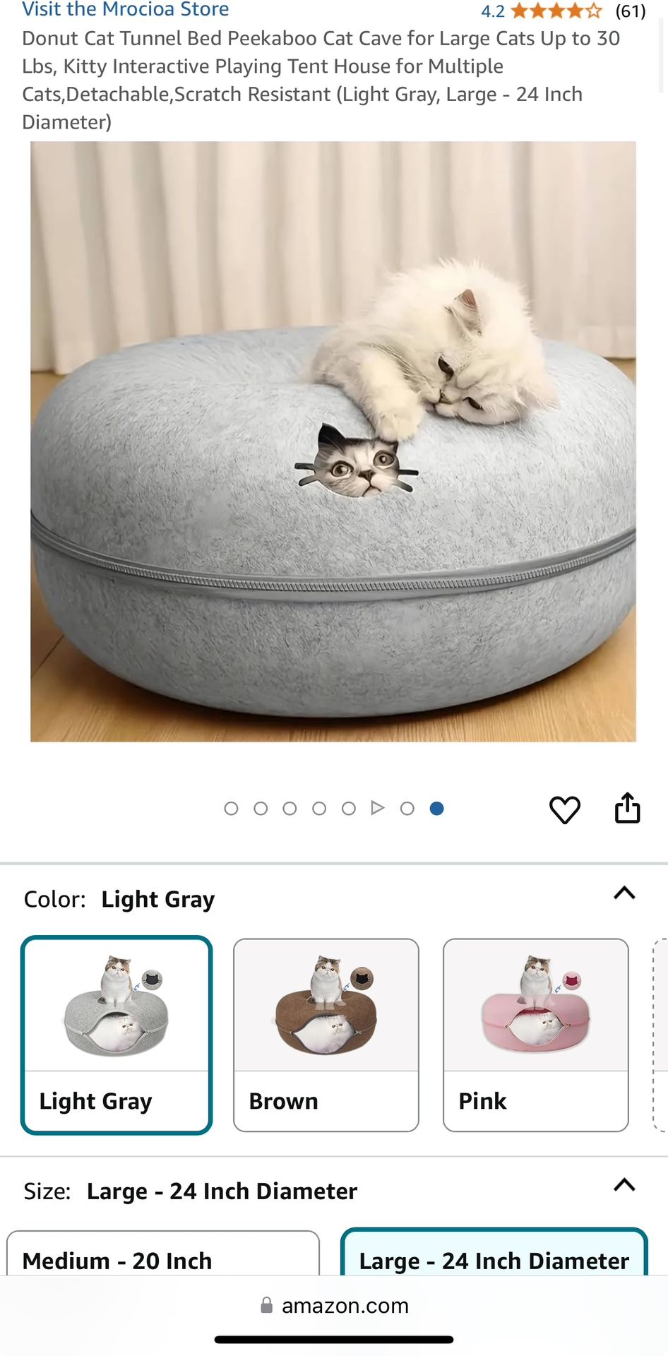New large gray donut cat tunnel bed