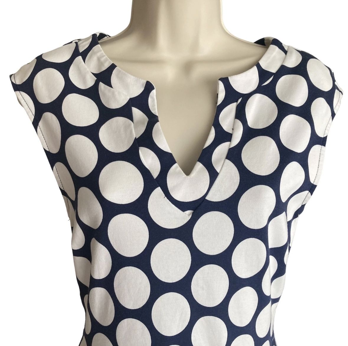 Blue White Polka Dot Fit & Flare Dress - Size Small