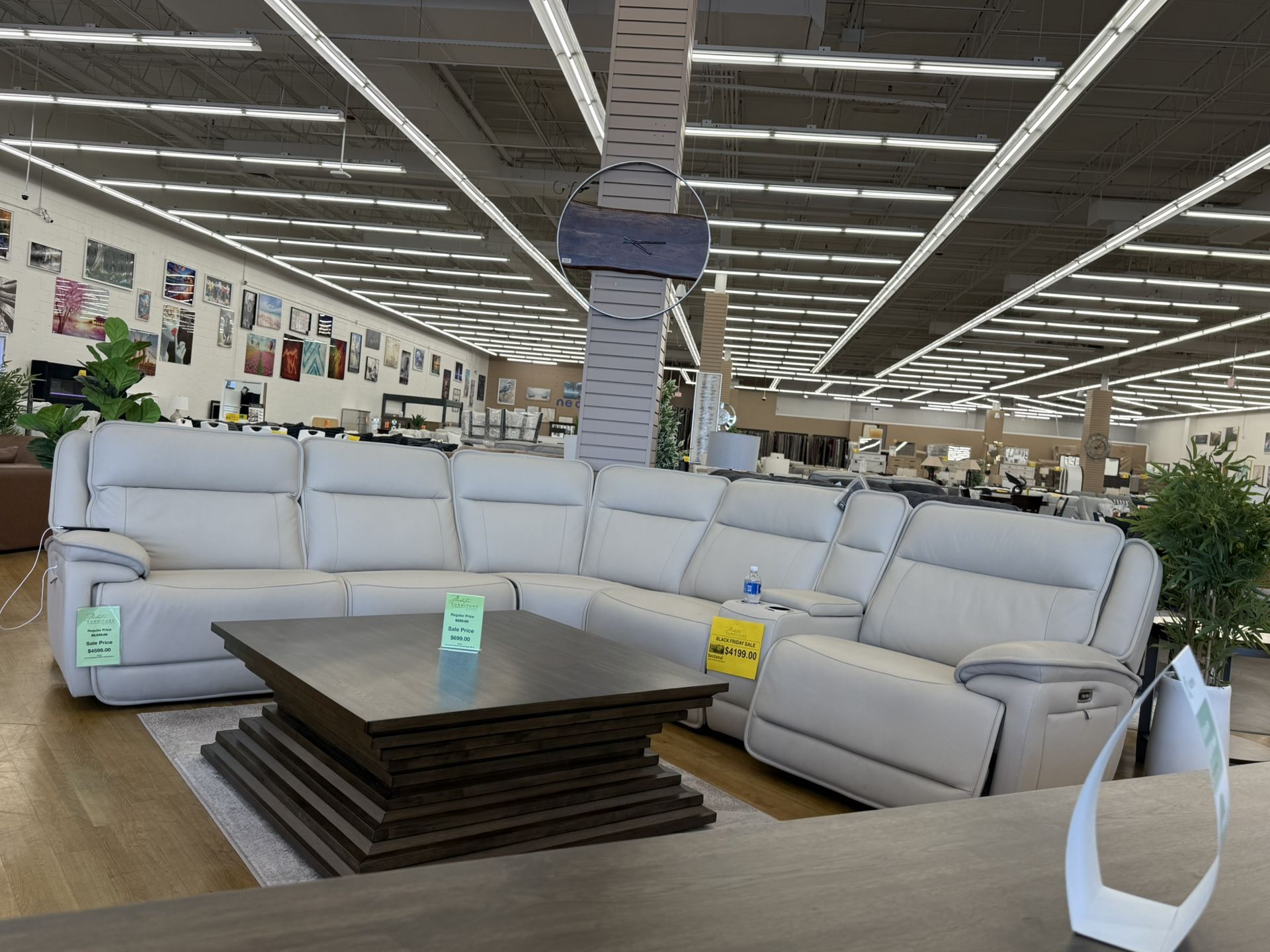 Beige Sectional  Top Genuine Leather 